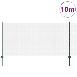 Clôture en fil soudé avec 5 poteaux U Vert 1,2x10 m Acier 