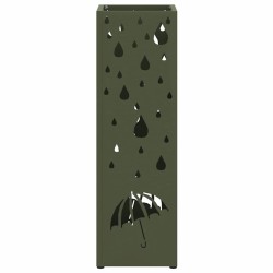Porte-parapluies Vert Olive Métal Moyen Incrustations Décoratives 