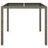 Table de jardin 90x90x75 cm Verre trempé et résine tressée Gris 