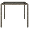 Table de jardin 90x90x75 cm Verre trempé et résine tressée Gris 