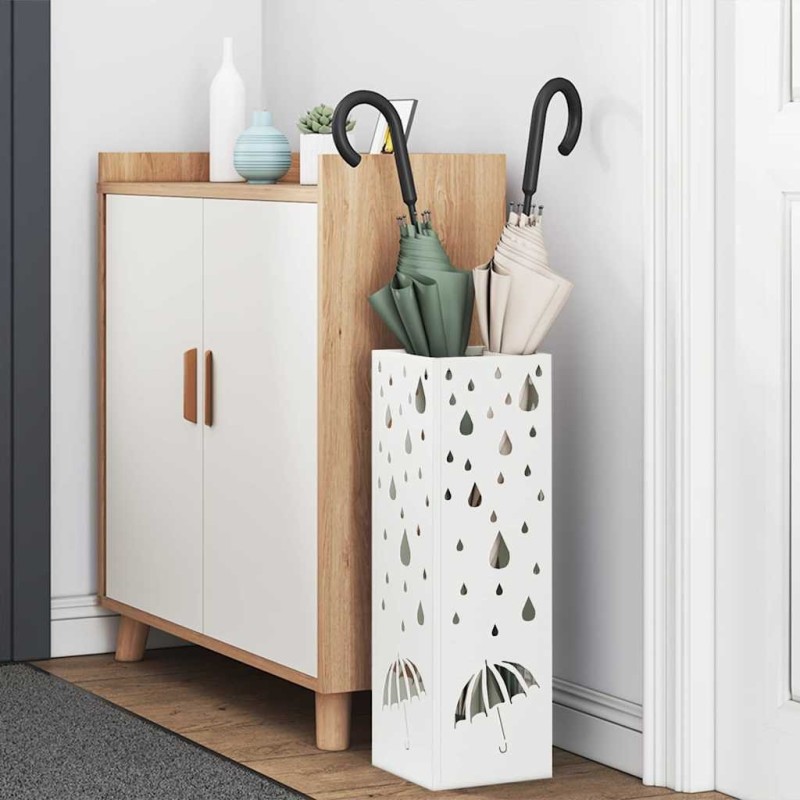 Porte-parapluies Blanc Métal Standard Motif Porte-parapluies 