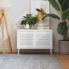 Portes d'armoire à persiennes 2pcs blanc 39,5x39,4cm pin massif 