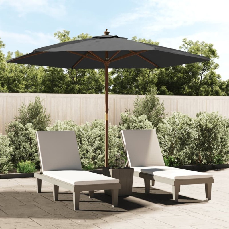 Parasol de jardin avec mât en bois anthracite 299x240 cm 
