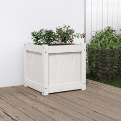Jardinière blanc 40x40x40 cm bois de pin massif 
