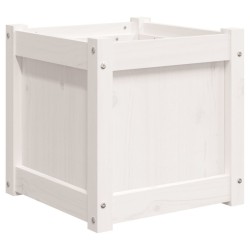 Jardinière blanc 40x40x40 cm bois de pin massif 