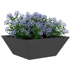 Jardinières de jardin en bol, 5 pièces noires, dimensions de 40x40x15 cm, en acier. 