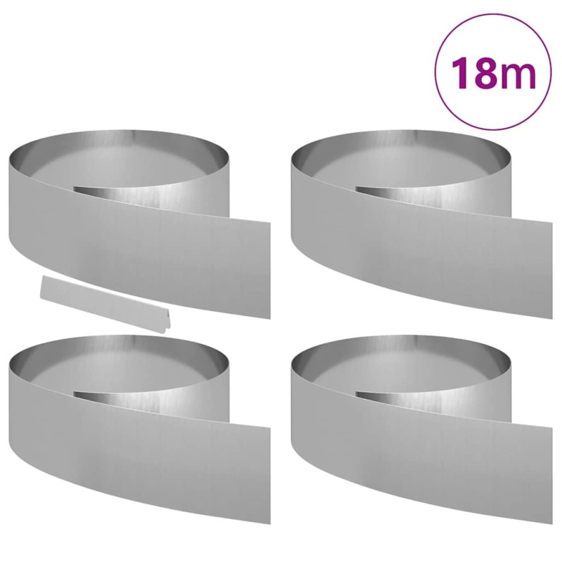 Bordure de jardin 4 pcs Argent 450 x 20 cm Acier galvanisé 