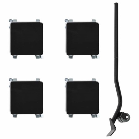 Roulettes pour meubles 4 pièces avec élévateur 13,5 x 13,5 x 6 cm Acier 1300 kg 