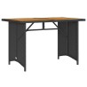 Table de jardin et dessus en bois noir 110x68x70 cm poly rotin 