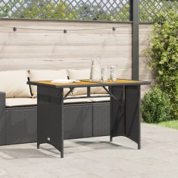 Table de jardin et dessus en bois noir 110x68x70 cm poly rotin 