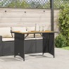 Table de jardin et dessus en bois noir 110x68x70 cm poly rotin 