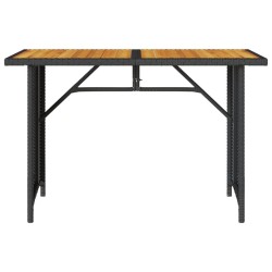 Table de jardin et dessus en bois noir 110x68x70 cm poly rotin 