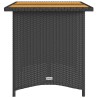 Table de jardin et dessus en bois noir 110x68x70 cm poly rotin 
