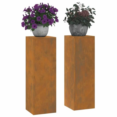 Supports de plantes d'extérieur Colonne 2 pcs 24x24x75 cm Acier patiné 