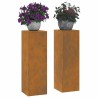 Supports de plantes d'extérieur Colonne 2 pcs 24x24x75 cm Acier patiné 
