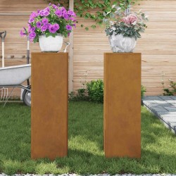 Supports de plantes d'extérieur Colonne 2 pcs 24x24x75 cm Acier patiné 