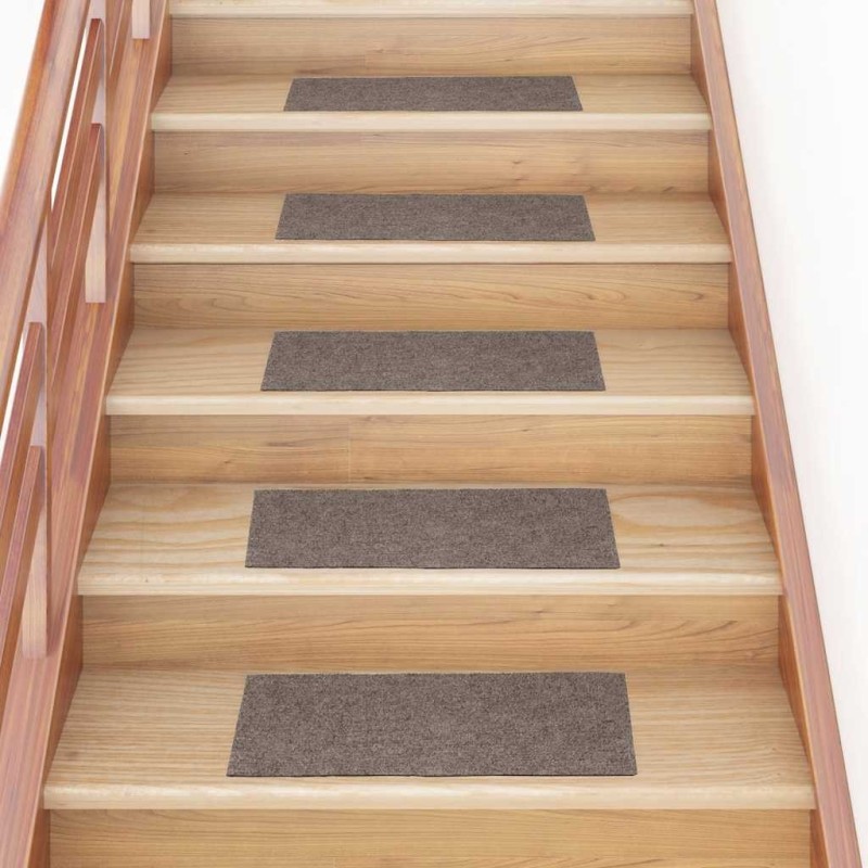 Tapis d'escalier autocollants 15 pièces 60 x 25 cm Beige Rectangulaire 