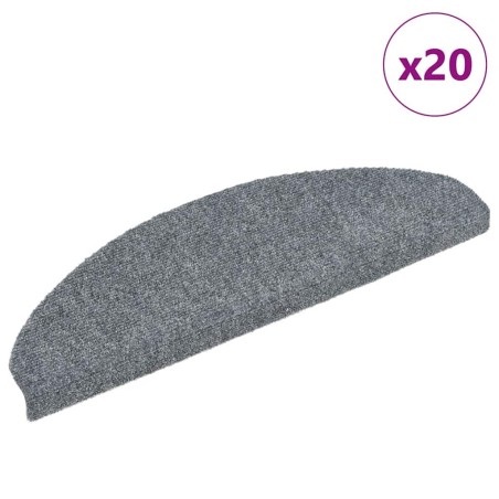 Tapis d'escalier autocollants 20 pièces 65 x 21 x 4 cm Gris clair Demi-rond Grand 