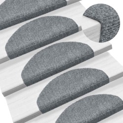 Tapis d'escalier autocollants 20 pièces 65 x 21 x 4 cm Gris clair Demi-rond Grand 