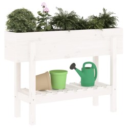 Lit surélevé de jardin blanc 101x30x69 cm bois de pin massif 