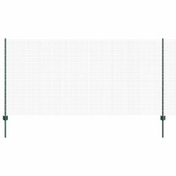 Clôture en fil soudé avec 5 poteaux en U Vert 1.2x10 m Acier 