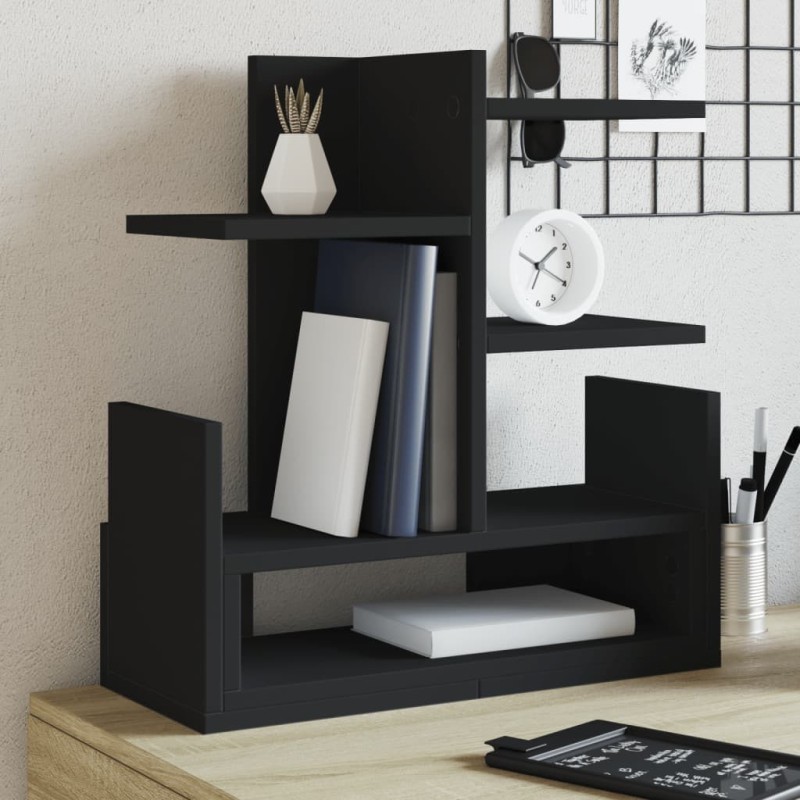 Organisateur de bureau noir 49x20x52,5 cm bois d'ingénierie 