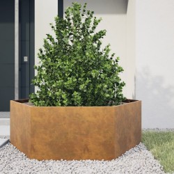 Jardinière hexagone 138x120x45 cm acier patinable 