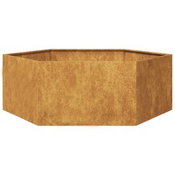 Jardinière hexagone 138x120x45 cm acier patinable 