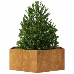 Jardinière hexagone 138x120x45 cm acier patinable 
