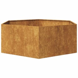 Jardinière hexagone 138x120x45 cm acier patinable 