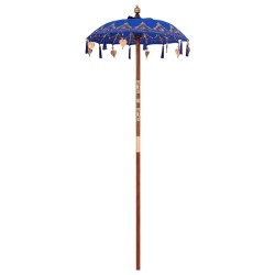Parasol balinais Autre Bleu x 260 cm Coton et bois massif 