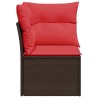 Canapé d'angle avec coussins en poly rattan marron 