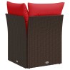 Canapé d'angle avec coussins en poly rattan marron 