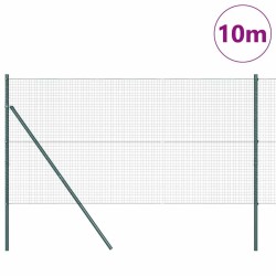 Clôture en fil soudé avec 7 poteaux Verte 1,2x10 m Acier 