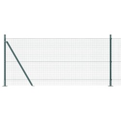 Ensemble de poteaux de clôture Pack de 2 Vert Métal Durable 