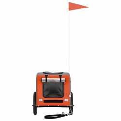 Remorque de vélo pour animaux de compagnie, orange et gris, en tissu Oxford et fer 