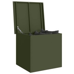Boîte de rangement dehors Verte Olive - 55 x 50,5 x 50 cm, faite en acier laminé à froid. 