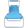 Chaises Longues Pliantes 2 pcs avec Auvent Bleu vif Tissu Oxford 600D 