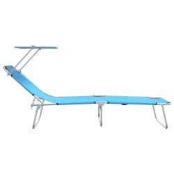 Chaises Longues Pliantes 2 pcs avec Auvent Bleu vif Tissu Oxford 600D 