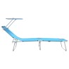 Chaises Longues Pliantes 2 pcs avec Auvent Bleu vif Tissu Oxford 600D 