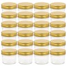 24 pcs Pots à confiture avec couvercles dorés Verre 110 ml 