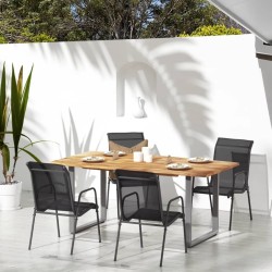 Chaises de jardin 4 pcs Acier et textilène Noir 