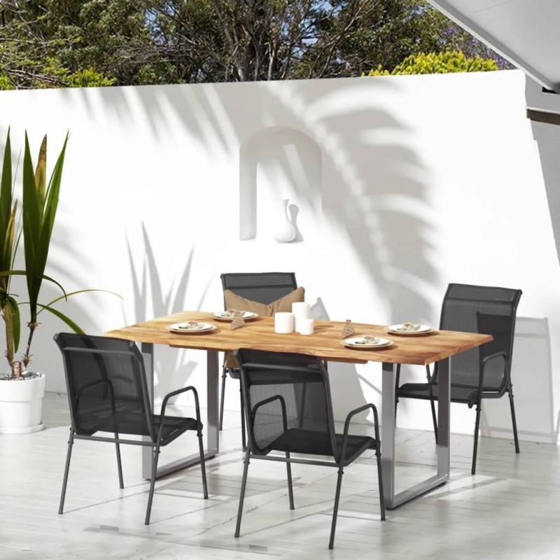 Chaises de jardin 4 pcs Acier et textilène Noir 