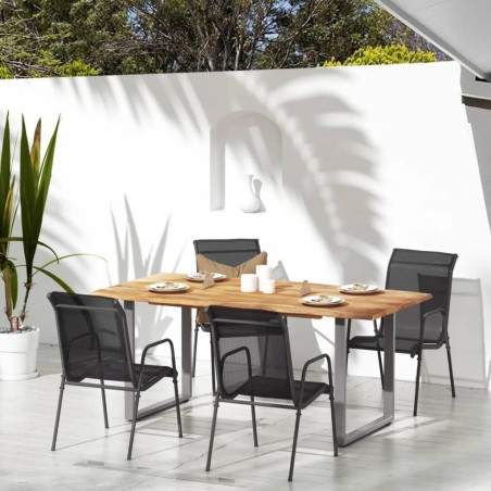 Chaises de jardin 4 pcs Acier et textilène Noir 