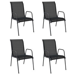Chaises de jardin 4 pcs Acier et textilène Noir 