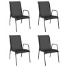 Chaises de jardin 4 pcs Acier et textilène Noir 