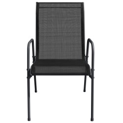 Chaises de jardin 4 pcs Acier et textilène Noir 