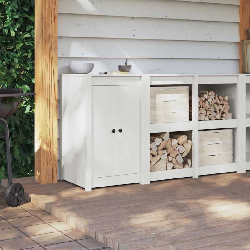 Portes de cuisine d'extérieur blanches 50x9x82 cm en bois massif de pin 