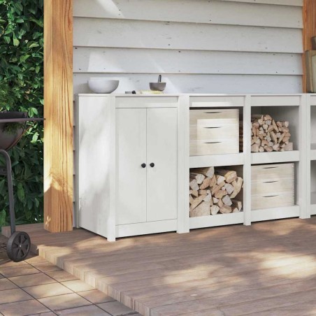 Portes de cuisine d'extérieur blanches 50x9x82 cm en bois massif de pin 