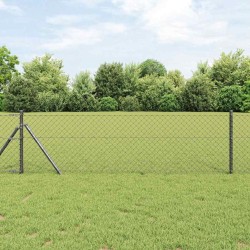 Jeu de Poteaux de Clôture Gris 0.8 x 10 m Acier galvanisé 